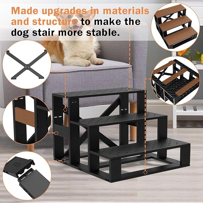 Topmart Dog Stairs for Small Dogs 3-Step,12”H,Pet Dog