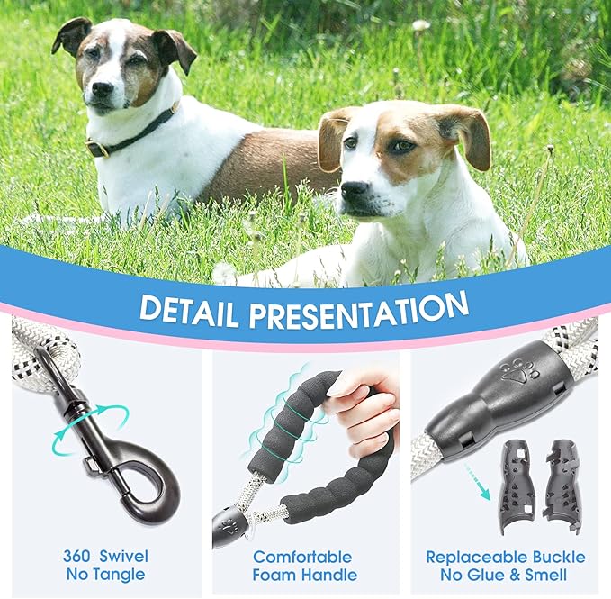 BAAPET 2/4/5/6 FT Dog Leash with Comfortable Padded Handle and Highly Reflective Threads for Small Medium and Large Dogs (2FT-1/2''