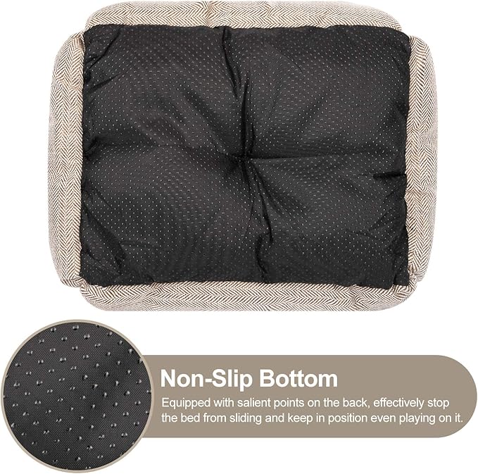 FURTIME Dog Bed for Large Medium Small Dogs Soft Washable Pet Bed Orthopedic Dog Sofa Bed Breathable Rectangle Sleeping Bed Anti-Slip Bottom(25''