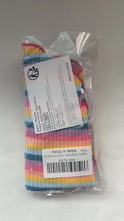 Small Medium Dog Clothes Rainbow Striped Dog Shirts Stretchable Long Sleeve Cat T-Shirt Pet Outfits for Chihuahua Yorkie Teddy (Pink Edge