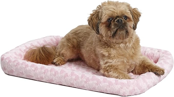 MidWest Homes for Pets Bolster Dog Bed 24L-Inch Pink Dog Bed or Cat Bed w/ Comfortable Bolster 24-Inch Dog