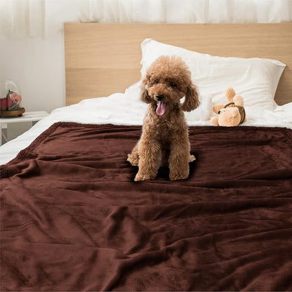 PetAmi WATERPROOF Dog Blanket for Bed 90x90 Brown