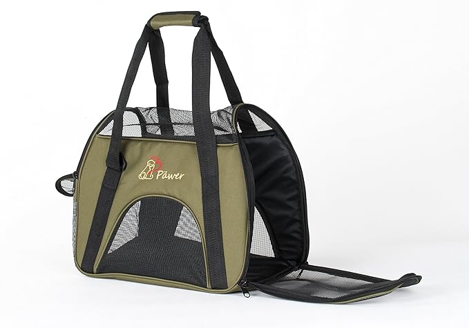 Soft-Sided Pet Carrier for Cat and Small Dog,Olive Color,Medium Size,Washable 600D Oxford Cloth Airline Approved Travel Tote,with 2 Mesh Opens and a Strap for Carry,Multiple Colors Available