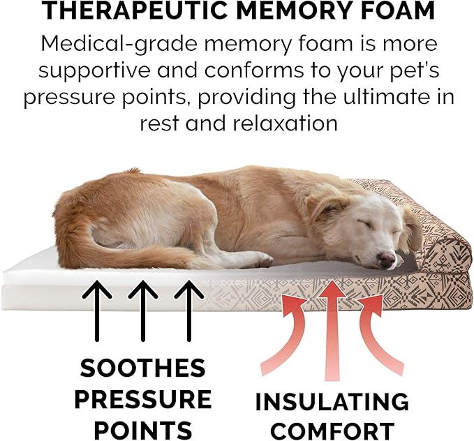 Furhaven Memory Foam Dog Bed for Medium/Small Dogs w/ Removable Bolsters & Washable Cover 35 lbs