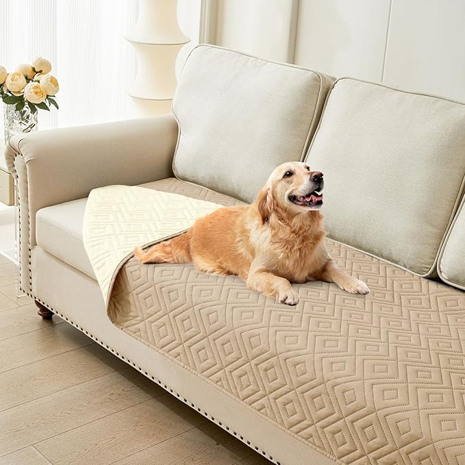 hyha Waterproof Dog Blanket, Soft Dog Bed Cover Pet Blankets, Waterproof Sofa Couch Cover for Dogs Washable, Reversible Pet Couch Covers for Sofa Furniture (30x70 Inch, Camel/Beige)