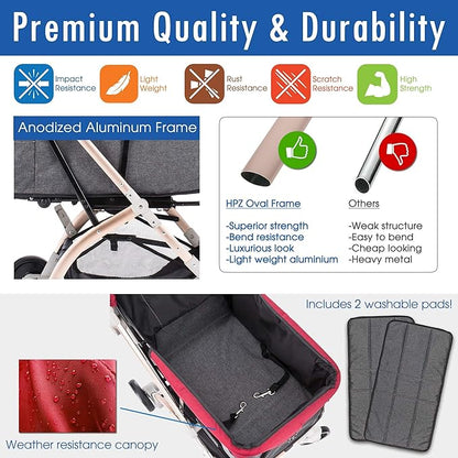 Pet Rover Lite Premium Light-Weight Dog/Cat/Pet Stroller Travel 2nd-Gen)28x20x40Inch(Pack of 1)