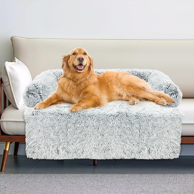 Calming Dog Couch Bed for Large Dogs 35.4 x 35.4 x 7.9 Inches