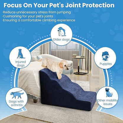 PAWSCRAT Dog Stairs 4 Steps 19.6 inch 30D Foam