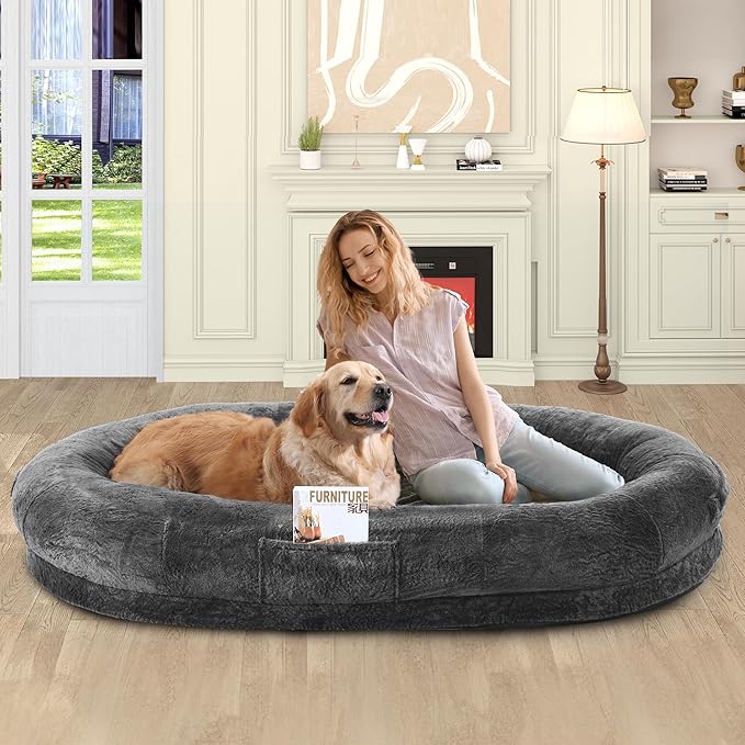 YITAHOME Human Dog Bed, 72"x48"x10" Dog Bed for Human Fits Adults and Pets, Napping Orthopedic Dog Bed with Portable Pocket