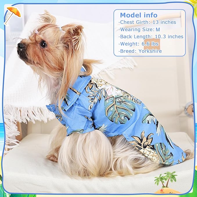 Dog Hawaiian Shirt Hawaii Style Summer Dog Clothes Boy Girl Breathable Cool Costume Beach Seaside Sweatshirt for Small Puppy Polo T-Shirt Pet Outfit