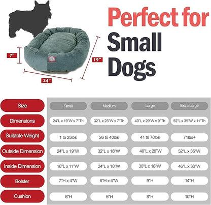 Majestic Pet 24 Inch Micro Velvet Calming Dog Bed Washable – Cozy Soft Round Dog Bed with Spine for Head Support 24x19x7 (inch)