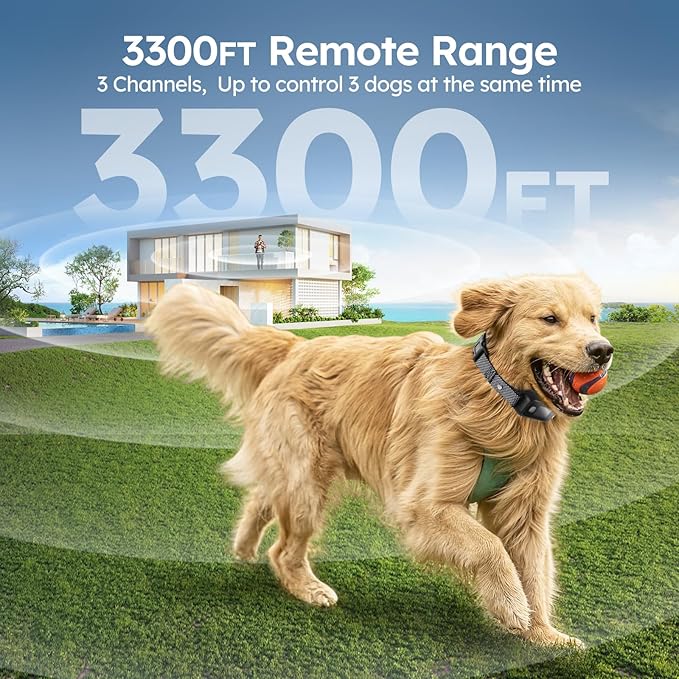 Dog Shock Collar 3300FT with Light for Night Walks