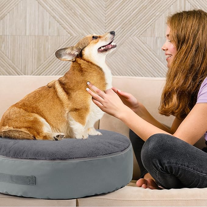 BALAPET Bean Bag Dog Bed Calming Dog Bed for Large Dogs with Removable Quilt Top & Washable Cover 30 inches Anti-Slip Round Fluffy Plush Dog Bed