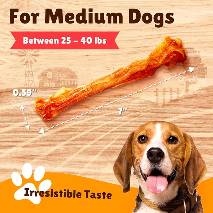 Gootoe Turkey Tendon Dog Treats – 100% USA-Sourced, Natural Snack, Premium Training Chews, Hypoallergenic, Reseal Value Bags, Size for Medium Dogs, Stick (Medium) 6 Unit/Pack