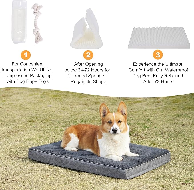 Orthopedic Waterproof Dog Bed for Large and Medium Dogs 30 x 20 inches 50 lbs