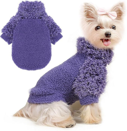 Dog Sweaters for Small Dogs Girl Boy Winter Puppy Sweater Clothes Fleece Warm Pet Outfit for Chihuahua Yorkie Teacup Cute Plain Cold Weather Dog Coat Cat Apparel Clothing (X-Small
