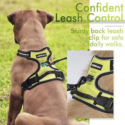 rabbitgoo Dog Harness, No-Pull Pet Harness with 2 Leash Clips, Adjustable Soft Padded Dog Vest, Reflective No-Choke Pet Oxford Vest with Easy Control Handle for Small Dogs, Wild Lime,S