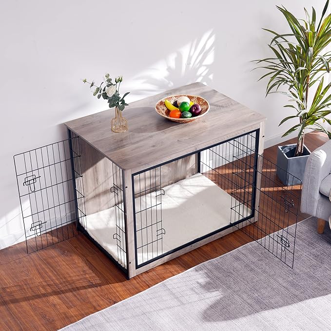 DWANTON Dog Crate Furniture with Cushion 43.3" L,