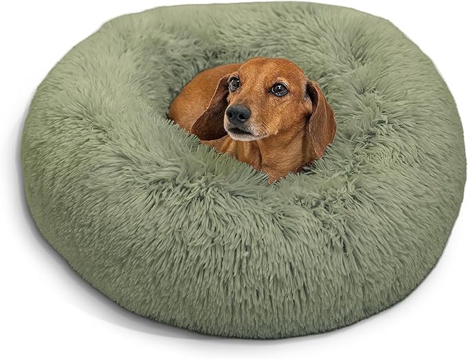 Best Friends by Sheri The Original Calming Donut Cat and Dog Bed in Shag Fur Sage 23"