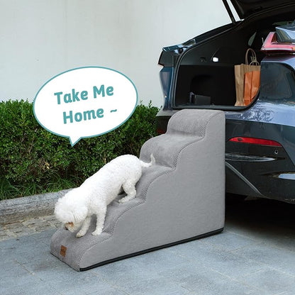 Dog Stairs for High Bed 23" H 15.7x33x22.6in, Grey, 5 Tiers