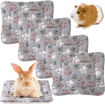 4 Pack Ultra Soft Dog Cat Bed Mat with Cute Prints Reversible Fleece Dog Crate Kennel Pad Cozy Washable Thickened Hamster Guinea Pig Bed Pet Bed Mat for Small Animals (Light Gray,13 x 10 Inches)