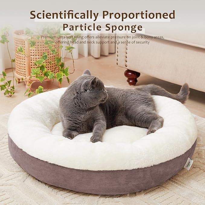 Love's cabin Round Donut Cat and Dog Cushion Bed 20in Pet