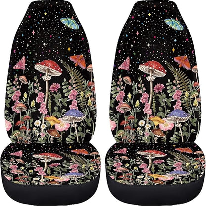 Mushroom Print Car Seat Covers for Front Seat Only Washable and Breathable Bucket Seat Covers for Women Men for Most Car Interior Covers Sedan Truck SUV Van