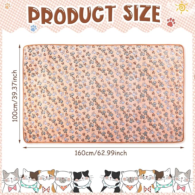 4 Pcs Pet Blanket Dog Puppy Blanket Paw Print Fleece Blanket for Small Medium Pet Dog Cat Warm Soft Sleep Mat Guinea Pig Cage Liners Blanket (White, Coffee, Pink, Purple,X-Large(40 x 63 Inch))