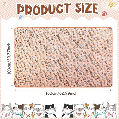 4 Pcs Pet Blanket Dog Puppy Blanket Paw Print Fleece Blanket for Small Medium Pet Dog Cat Warm Soft Sleep Mat Guinea Pig Cage Liners Blanket (White, Coffee, Pink, Purple,X-Large(40 x 63 Inch))