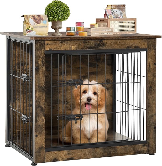 NicBex Small Dog Crate Furniture 27.2" L 30lb, Rustic
