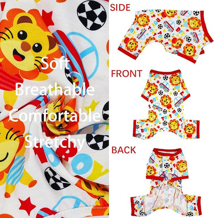 Dog Pajamas for Small Medium Dogs Summer Cute Dog Clothes Boy Girl Dog Pjs Soft Stretchy Doggie Puppy Clothes Cat Pet Jammies Outfit (Yellow