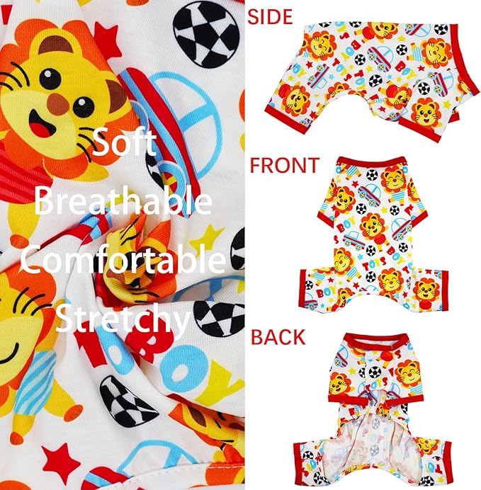 Dog Pajamas for Small Medium Dogs Summer Cute Dog Clothes Boy Girl Dog Pjs Soft Stretchy Doggie Puppy Clothes Cat Pet Jammies Outfit (Yellow