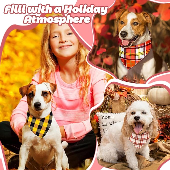 XPUDAC 100 Pcs Dog Bandanas Bulk Plaid Dog