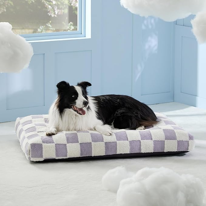 Lesure Large Dog Beds-Thick Shredded Chopped Foam Pet Bed Bottom(36'x27', Purple)