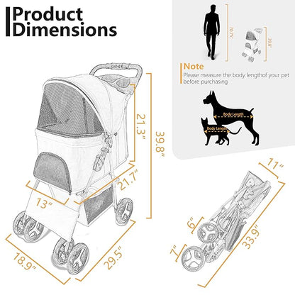 Small Dog Stroller 33lbs (Black