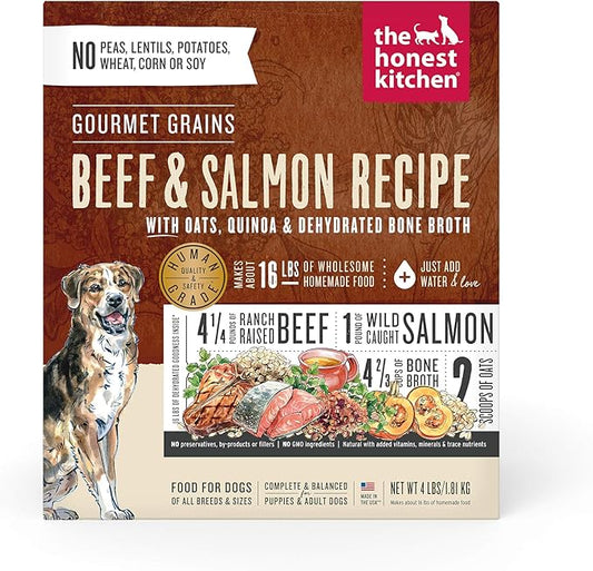 The Honest Kitchen Gourmet Grains Beef & Salmon Recipe Dehydrated Dog Food, 4 lb box