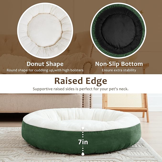 Love's cabin Round Donut Cat and Dog Cushion Bed 30in Pet