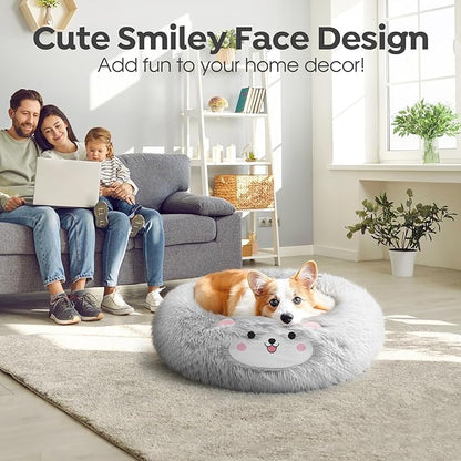Veehoo Donut Calming Cat Dog Bed for Small Dogs Cat-Round Cute Small Cat Bed Pet Bed 20" Light