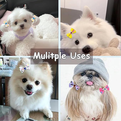 60Pcs Puppy Dogs Hair Barrettes Bows with Metal Clips