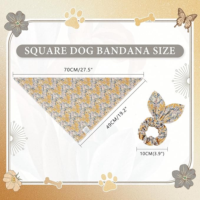 E-Clover Fall Dog Bandana & Matching Scrunchie-Leaves Dog