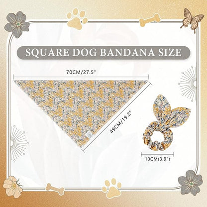 E-Clover Fall Dog Bandana & Matching Scrunchie-Leaves Dog