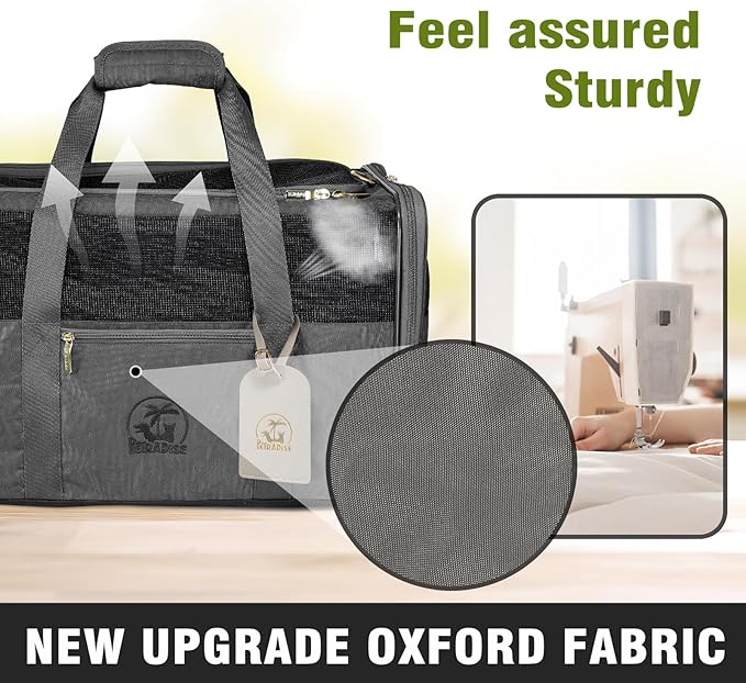 Luxury Pet Carrier for Dogs, Cats, Puppies - Airline TSA Approved, Durable Anti-Scratch Fabric, Soft-Sided, Consistent Airflow, Foldable Design, Cushion Pad, Travel (Grey, Medium)