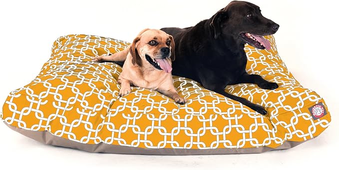 Yellow Links Extra Large Rectangle Indoor Outdoor Pet Dog Bed With Removable Washable Cover By Majestic Pet Products