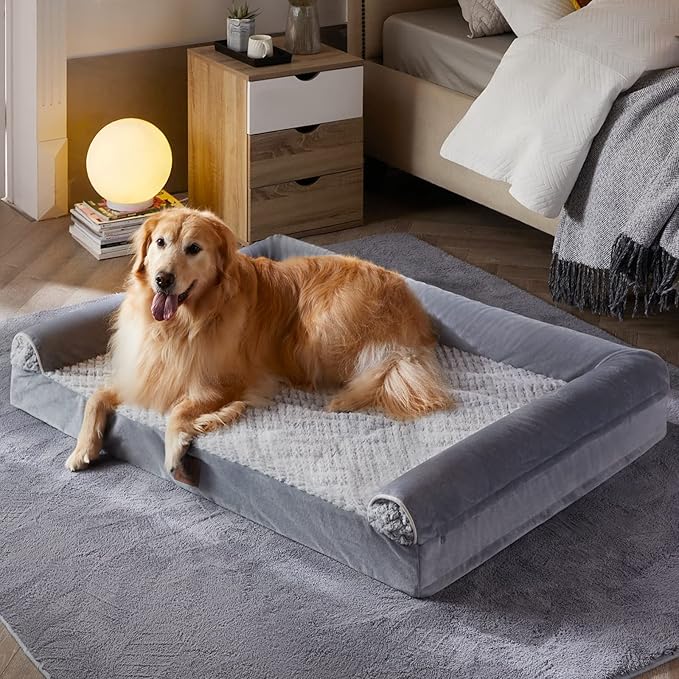 WNPETHOME Dog Beds for Medium Large Dogs, Orthopedic Sofa Mat Pillow with Removable Waterproof Cover, Egg-Foam Crate Bed