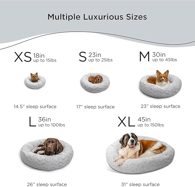 Best Friends by Sheri The Original Calming Donut Cat and Dog Bed in Lux Fur Gray 18"
