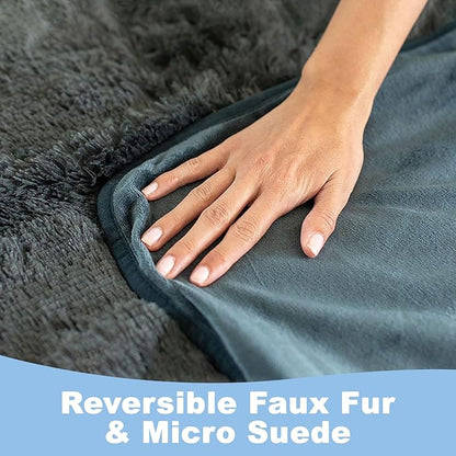 PawProof Fuzzy Pet Throw Blanket - Waterproof Blanket for Dogs & Cats - Faux Fur & Ultra-soft Microsuede - Grey S Size (28"x38")