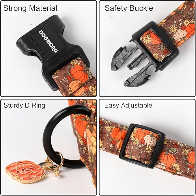 DOGWONG Fall Pumpkin Dog Collar- Design Fall Holiday