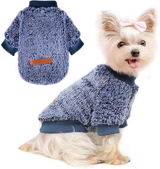 Dog Sweaters for Small Dogs Girl Boy Winter Puppy Sweater Clothes Fleece Warm Pet Outfit for Chihuahua Yorkie Teacup Cute Plain Cold Weather Dog Coat Cat Apparel Clothing (Small