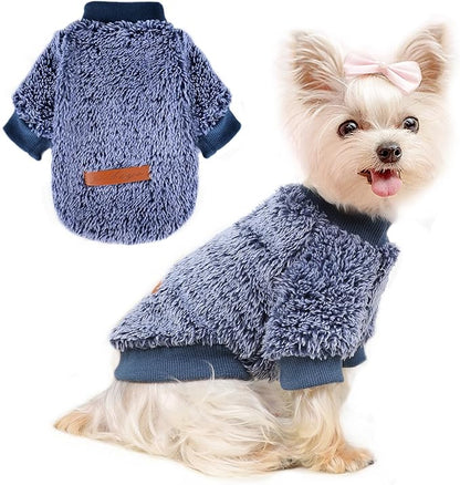 Dog Sweaters for Small Dogs Girl Boy Winter Puppy Sweater Clothes Fleece Warm Pet Outfit for Chihuahua Yorkie Teacup Cute Plain Cold Weather Dog Coat Cat Apparel Clothing (Medium
