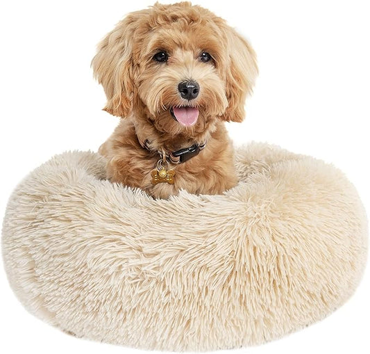Small Dog Bed Calming Dogs Bed for Small Medium Large Dogs Anti-Anxiety Puppy Bed Machine Washable Warming Cozy Soft Pet Round Bed Fits up to 10-100 lbs (Small (Pack of 1)